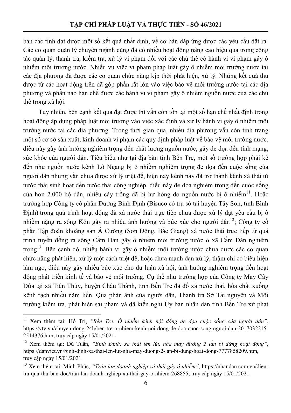 Áp dụng pháp luật môi trường trong xác định và xử lý hành vi gây ô nhiễm môi trường nước trang 6