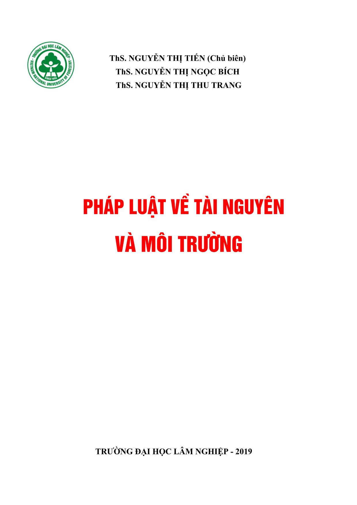 Bài giảng Pháp luật về tài nguyên và môi trường trang 1