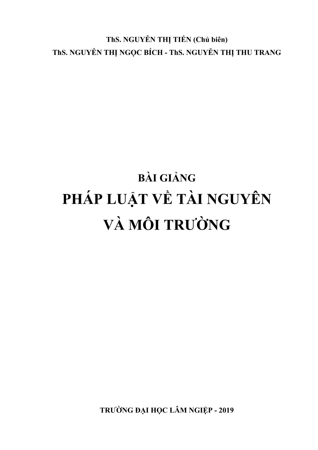 Bài giảng Pháp luật về tài nguyên và môi trường trang 2