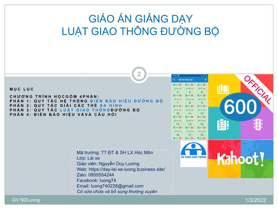 Giáo án Luật giao thông đường bộ - Bài: Quy tắc giao thông - Nguyễn Duy Lương trang 2