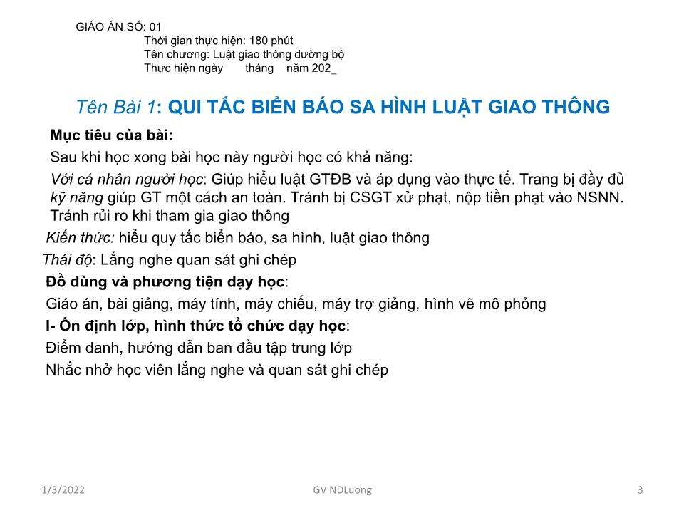 Giáo án Luật giao thông đường bộ - Bài: Quy tắc giao thông - Nguyễn Duy Lương trang 3