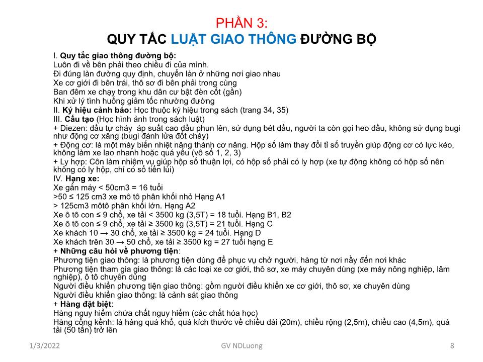 Giáo án Luật giao thông đường bộ - Bài: Quy tắc giao thông - Nguyễn Duy Lương trang 8