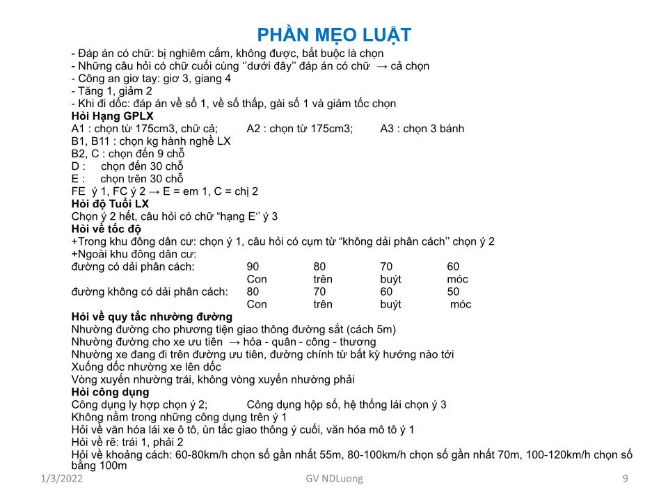 Giáo án Luật giao thông đường bộ - Bài: Quy tắc giao thông - Nguyễn Duy Lương trang 9