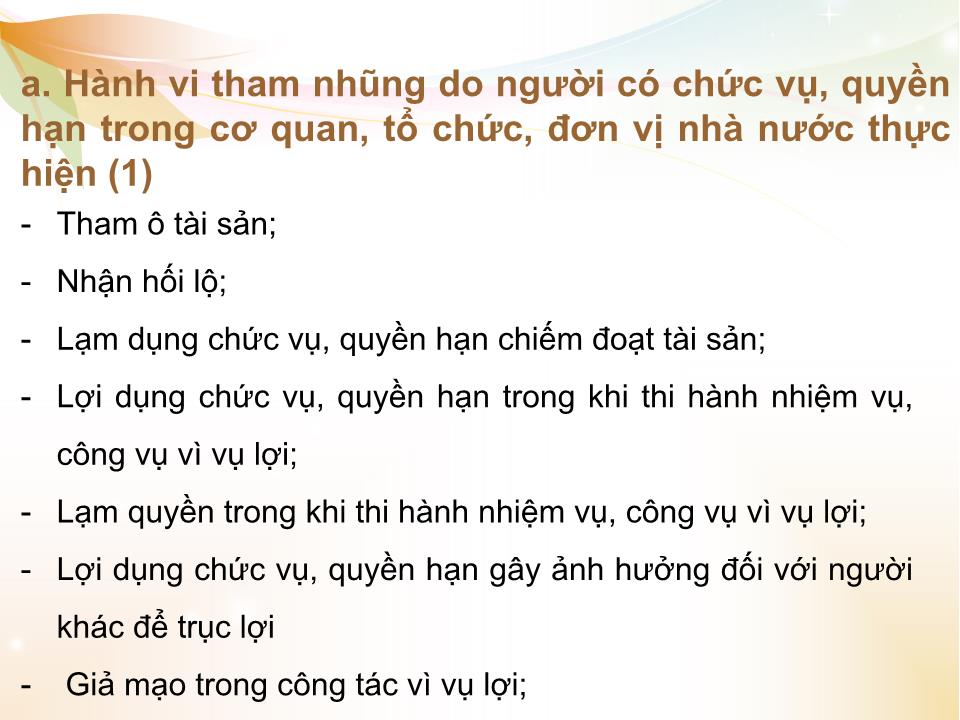 Bài giảng Nhà nước và pháp luật đại cương - Chương 5: Pháp luật về phòng chống tham nhũng trang 7