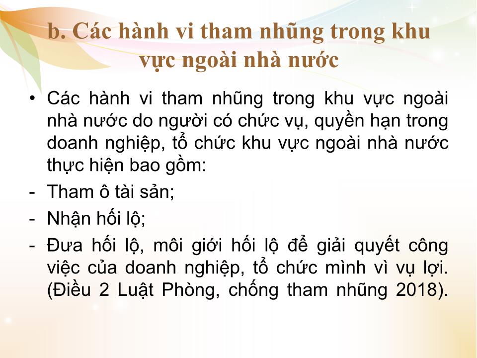 Bài giảng Nhà nước và pháp luật đại cương - Chương 5: Pháp luật về phòng chống tham nhũng trang 9