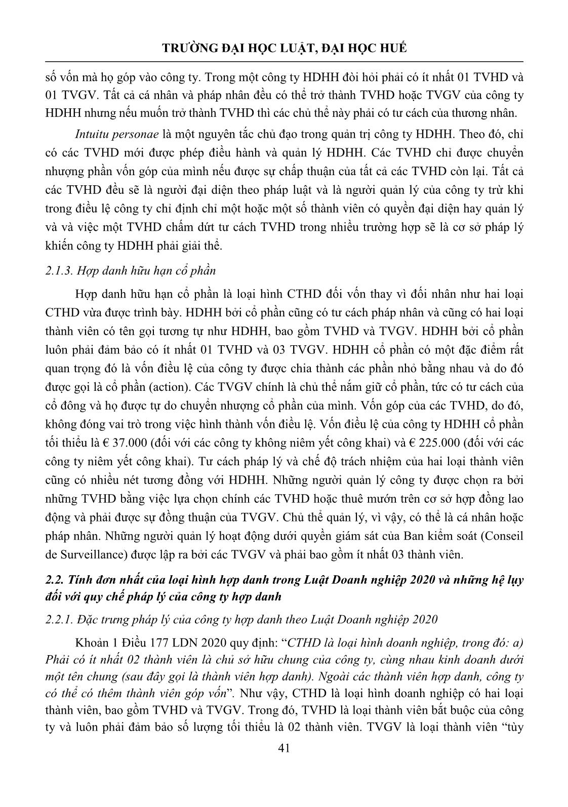 Các loại hình hợp danh theo pháp luật thương mại của Cộng hòa Pháp và kinh nghiệm cho Việt Nam trang 4