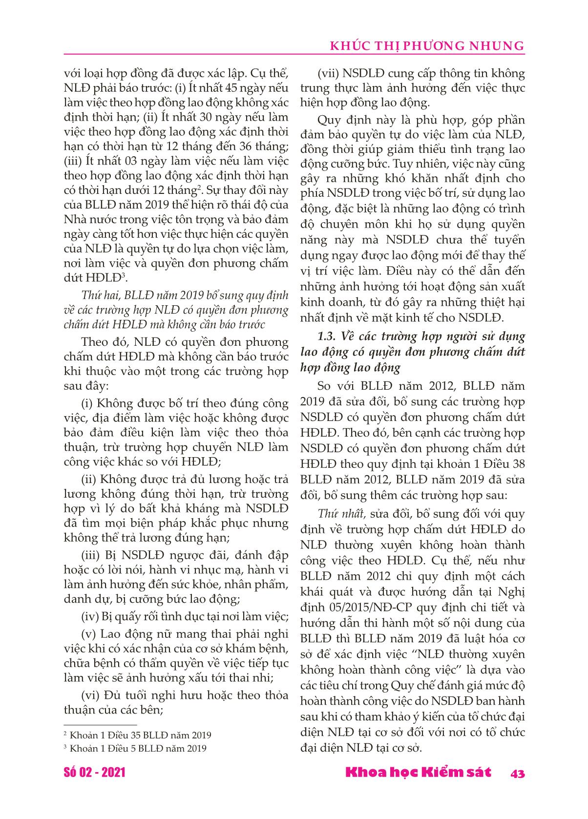 Chấm dứt hợp đồng lao động theo Bộ luật lao động năm 2019 và một số vấn đề đặt ra trang 3