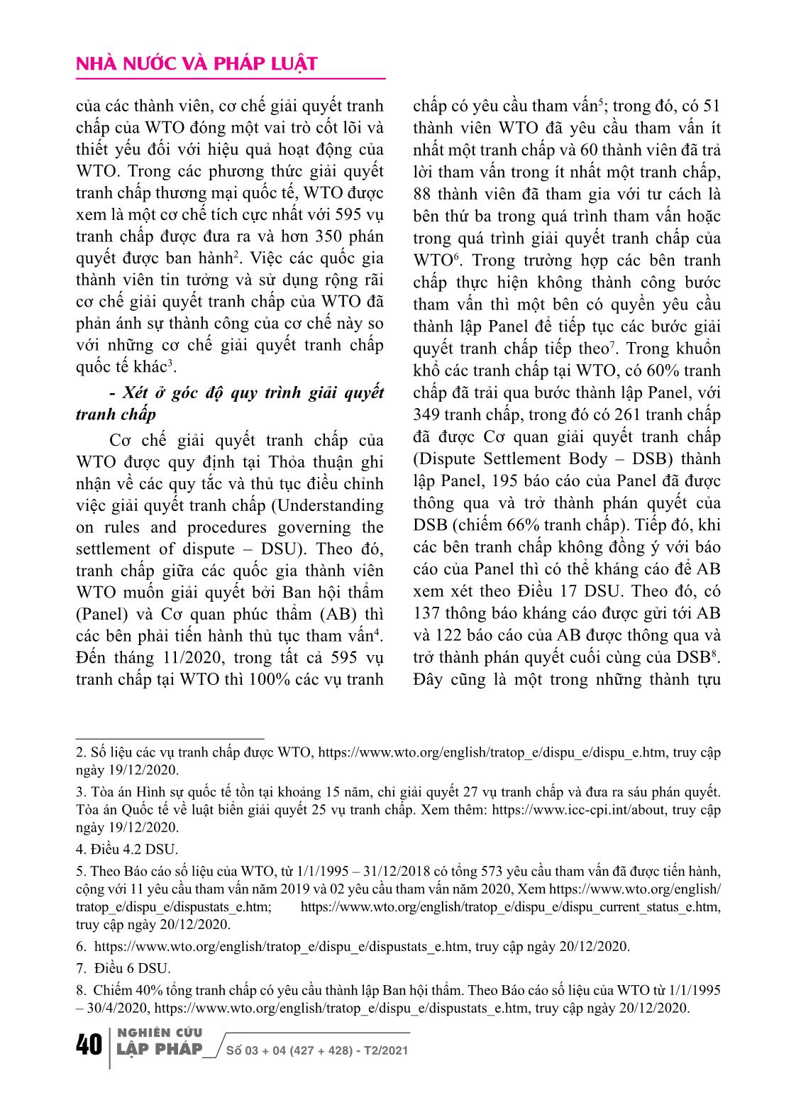 Cơ chế giải quyết tranh chấp thương mại quốc tế của WTO và thực tiễn áp dụng tại Việt Nam sau 26 năm phát triển trang 2