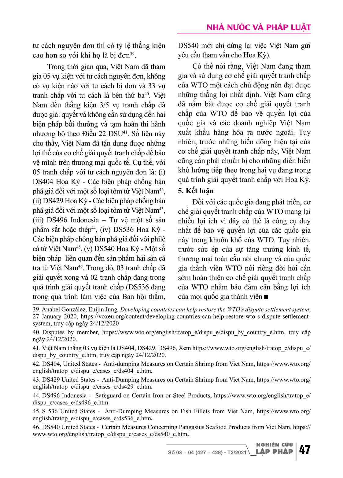 Cơ chế giải quyết tranh chấp thương mại quốc tế của WTO và thực tiễn áp dụng tại Việt Nam sau 26 năm phát triển trang 9