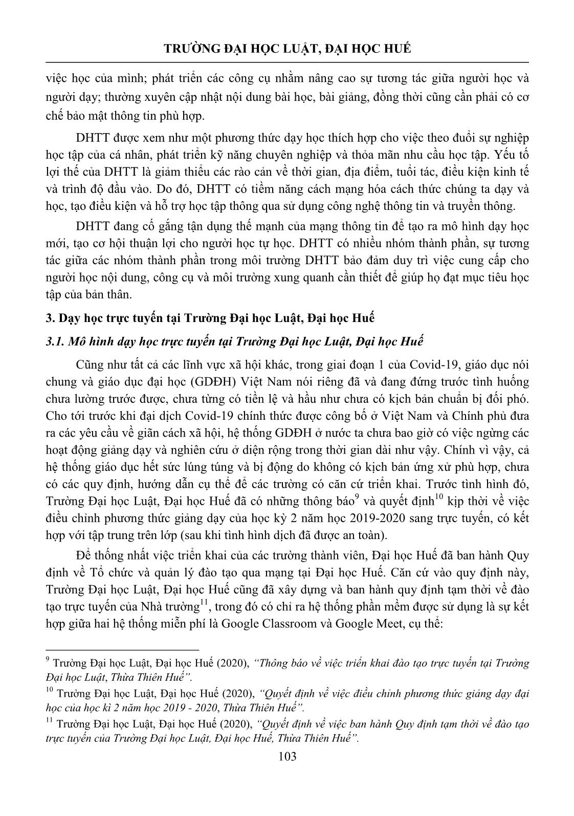 Hoàn thiện các quy định về giảng dạy trực tuyến áp dụng trong đại dịch Covid-19 qua thực tiễn tại trường Đại học Luật, Đại học Huế trang 4