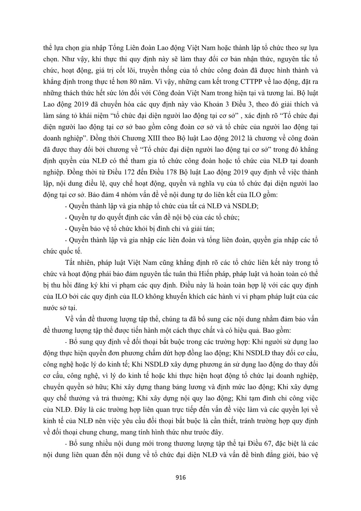 Nội luật hóa các cam kết trong CPTTP về lao động nhằm thực thi có hiệu quả các điều ước quốc tế đã ký kết tại Việt Nam trang 6