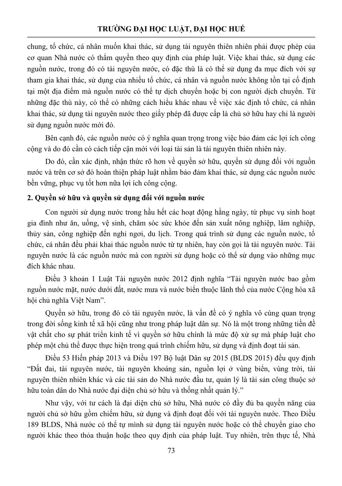 Phân định quyền sở hữu, quyền sử dụng đối với nguồn nước và kiến nghị hoàn thiện pháp luật trang 2