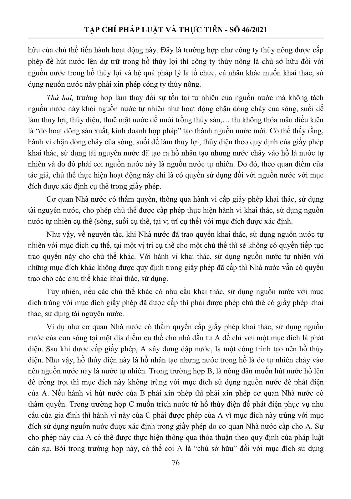 Phân định quyền sở hữu, quyền sử dụng đối với nguồn nước và kiến nghị hoàn thiện pháp luật trang 5