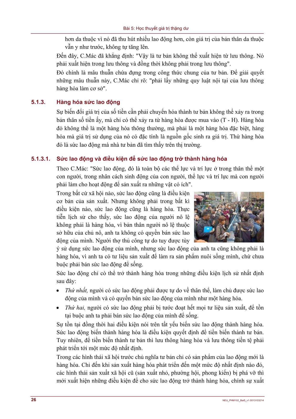 Bài giảng Những nguyên lý cơ bản của chủ nghĩa Mác-Lênin - Bài 5: Học thuyết giá trị thặng dư (Mới) trang 6