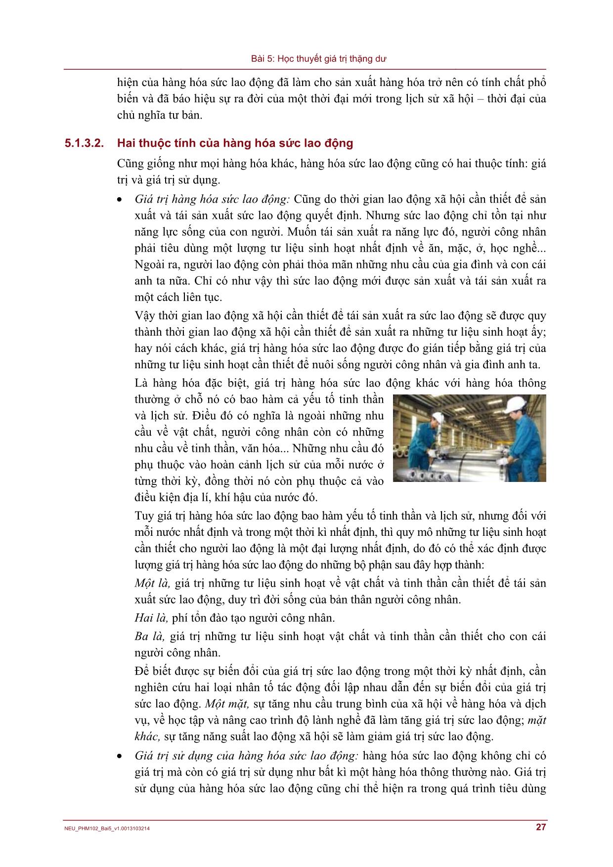 Bài giảng Những nguyên lý cơ bản của chủ nghĩa Mác-Lênin - Bài 5: Học thuyết giá trị thặng dư (Mới) trang 7