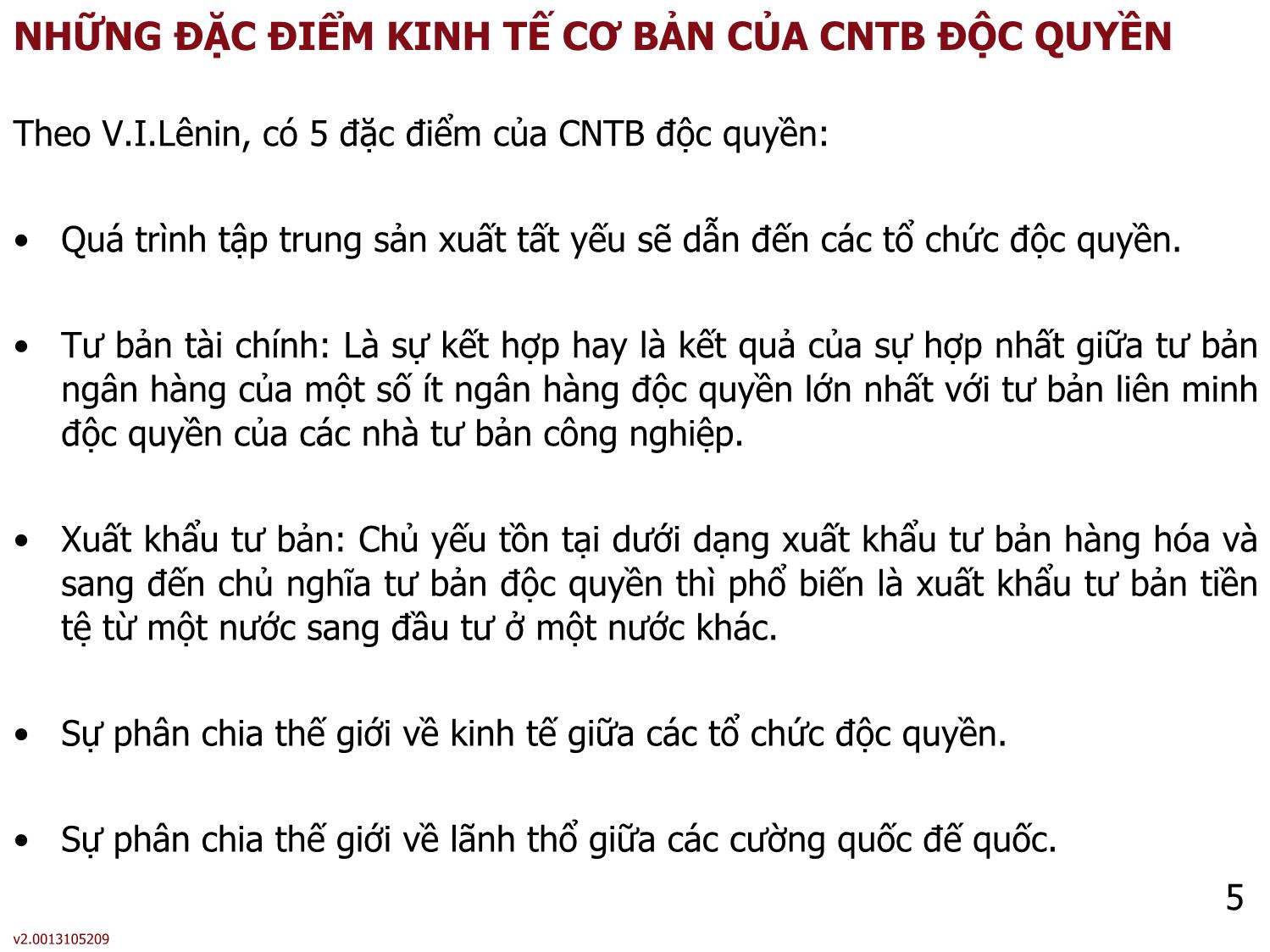 Bài giảng Những nguyên lý cơ bản của chủ nghĩa Mác-Lênin - Bài 6: Học thuyết kinh tế về chủ nghĩa tư bản độc quyền và chủ nghĩa tư bản độc quyền nhà nước - Phạm Quang Phan trang 5