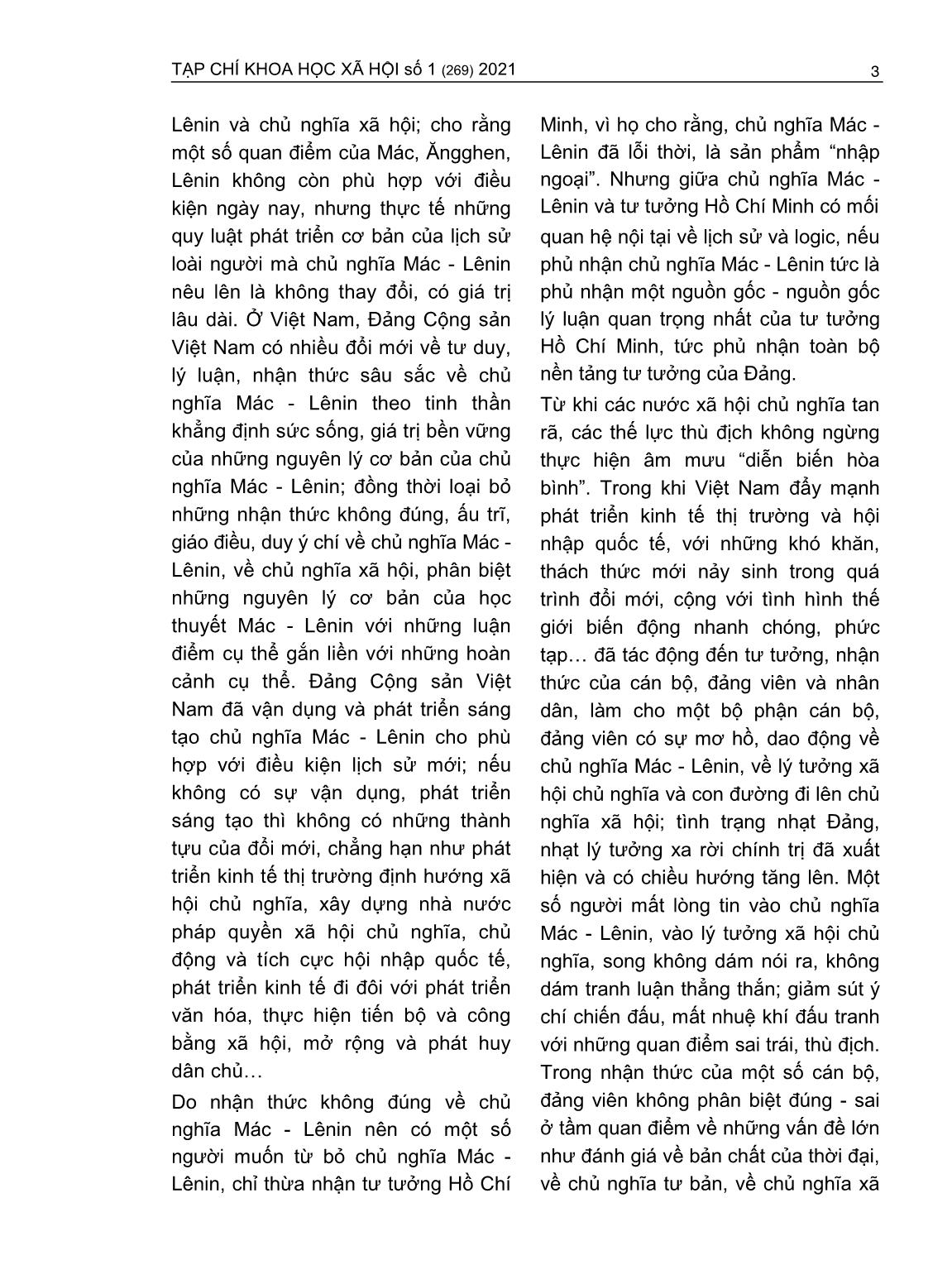 Chủ nghĩa Mác-Lênin, tư tưởng Hồ Chí Minh và định hướng xã hội chủ nghĩa ở Việt Nam hiện nay trang 3