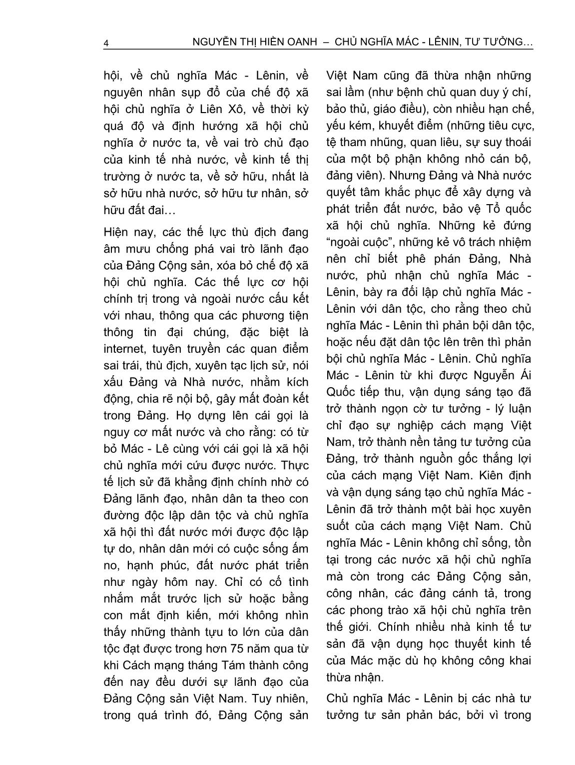 Chủ nghĩa Mác-Lênin, tư tưởng Hồ Chí Minh và định hướng xã hội chủ nghĩa ở Việt Nam hiện nay trang 4