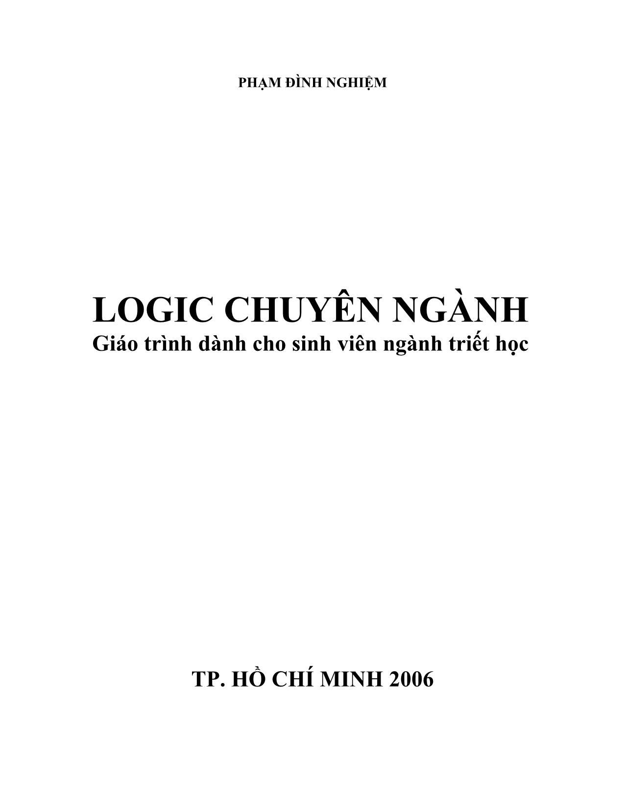 Giáo trình Logic chuyên ngành trang 1