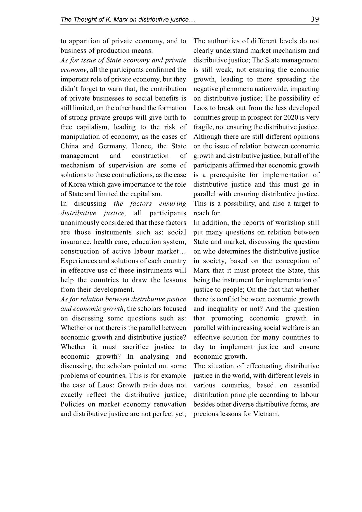 Essential results of international scientific workshop: The thought of K. Marx on distributive justice and its present significances trang 4