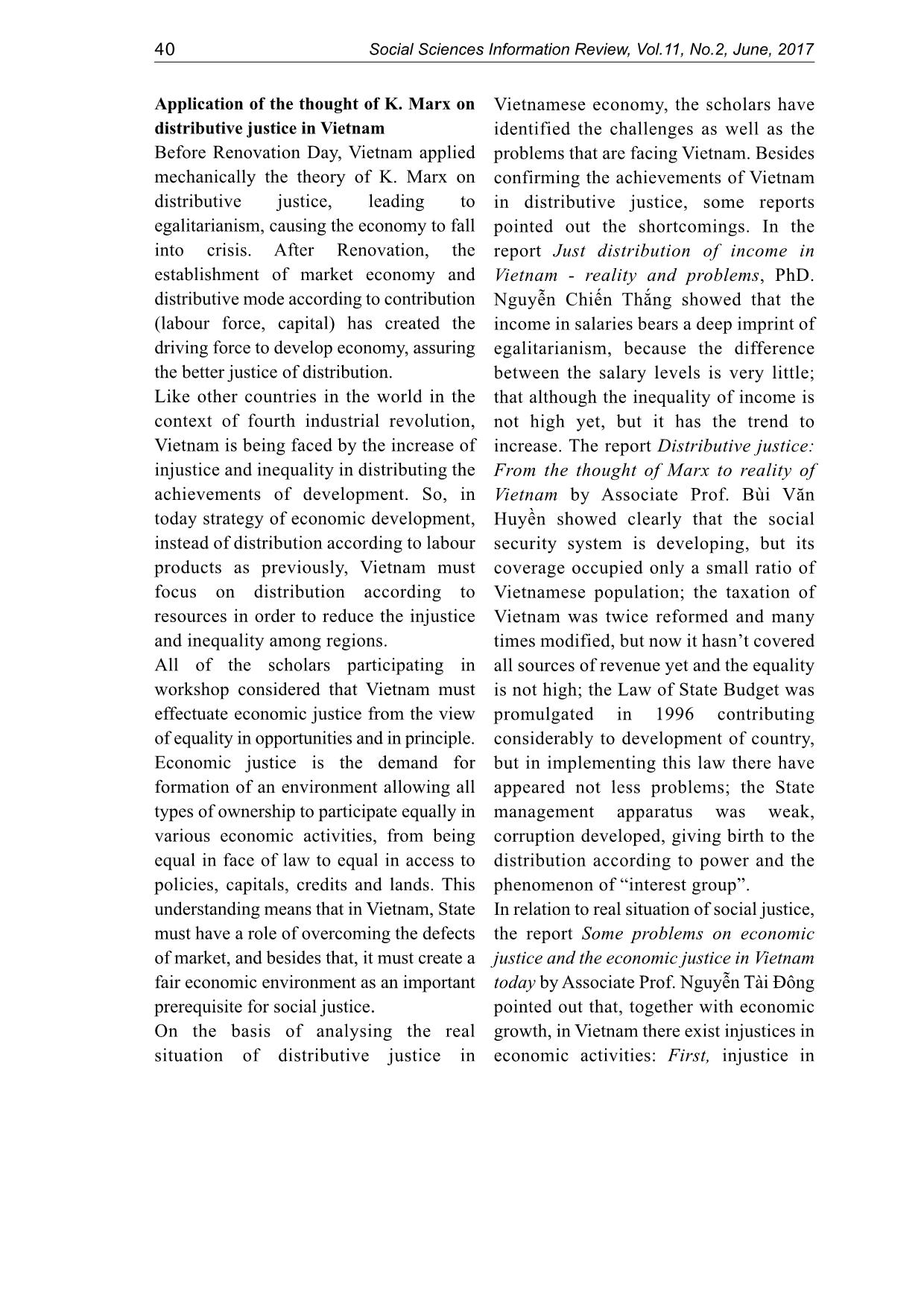 Essential results of international scientific workshop: The thought of K. Marx on distributive justice and its present significances trang 5