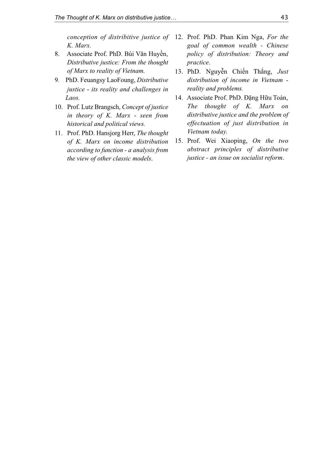 Essential results of international scientific workshop: The thought of K. Marx on distributive justice and its present significances trang 8