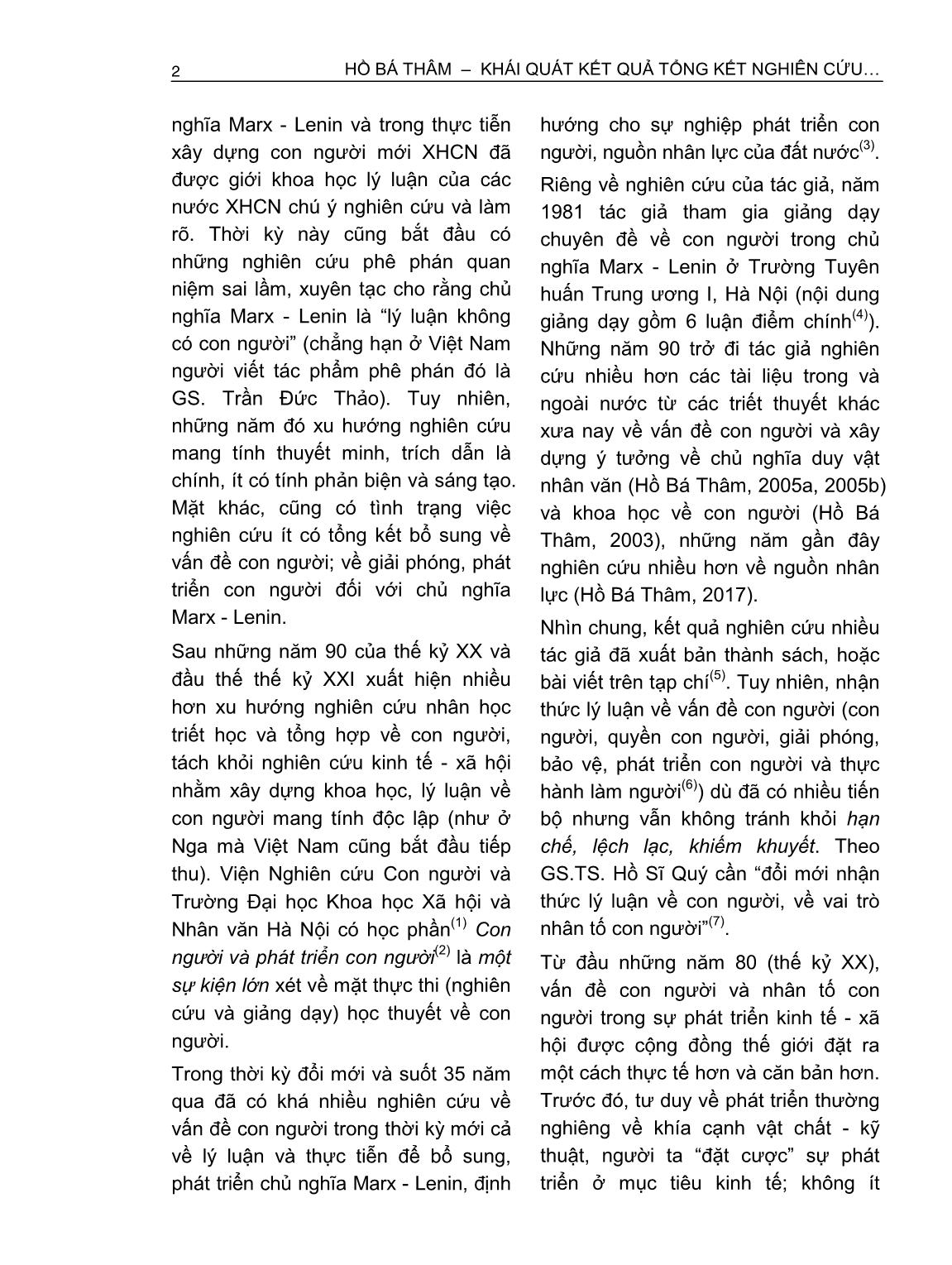 Khái quát kết quả tổng kết nghiên cứu các vấn đề con người, giá trị và vị trí của nó trong chủ nghĩa Marx-Lênin, bổ sung và phát triển - Vấn đề đặt ra hiện nay trang 2