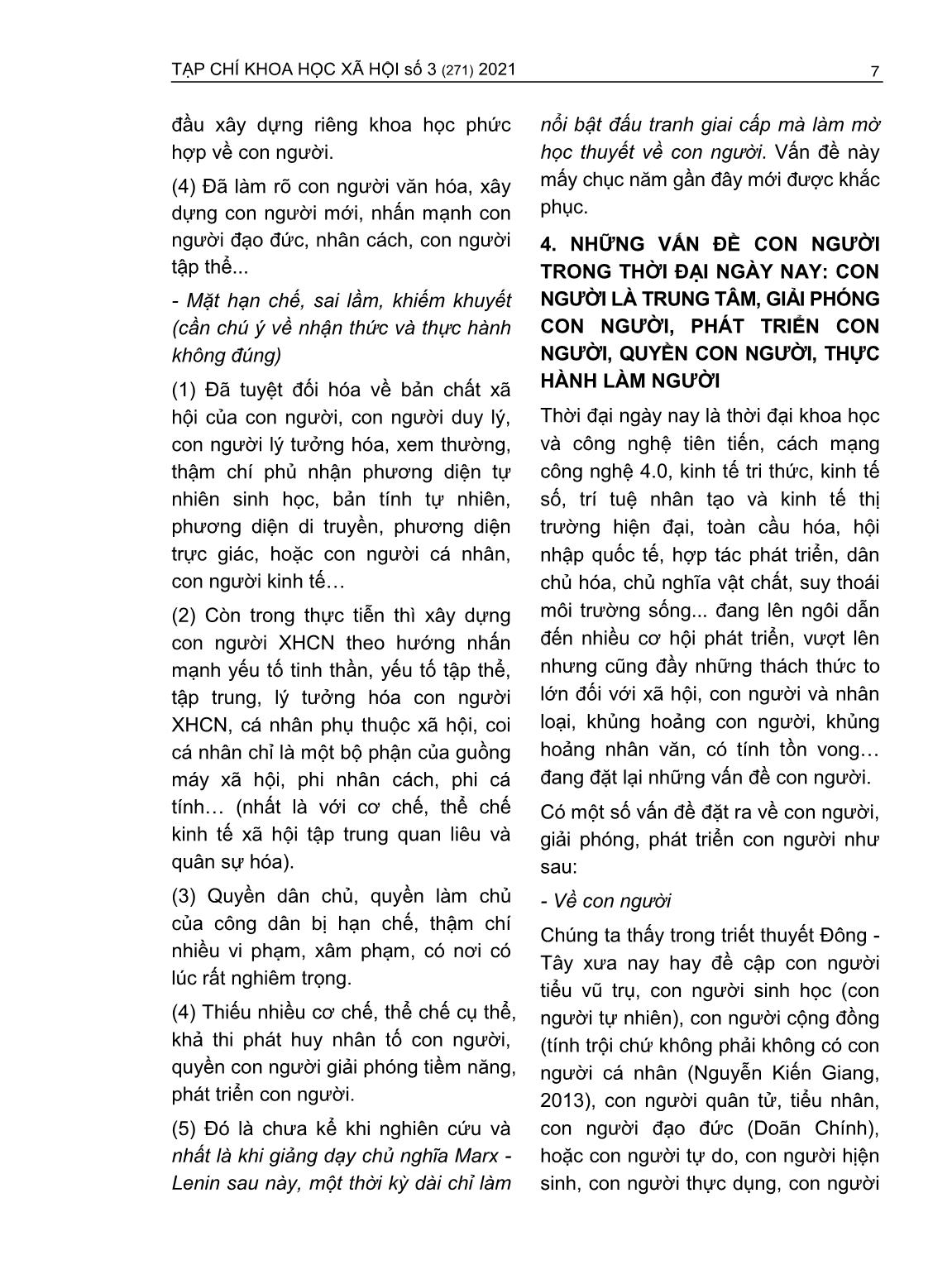Khái quát kết quả tổng kết nghiên cứu các vấn đề con người, giá trị và vị trí của nó trong chủ nghĩa Marx-Lênin, bổ sung và phát triển - Vấn đề đặt ra hiện nay trang 7