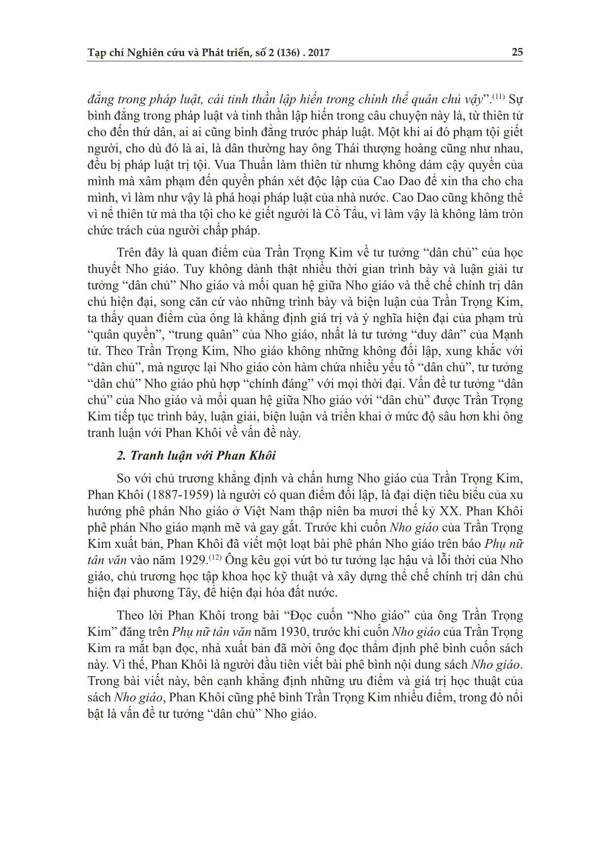 Nho giáo và tư tưởng dân chủ (Luận về tư tưởng “dân chủ” Nho giáo của Trần Trọng Kim trong tác phẩm Nho giáo) trang 9