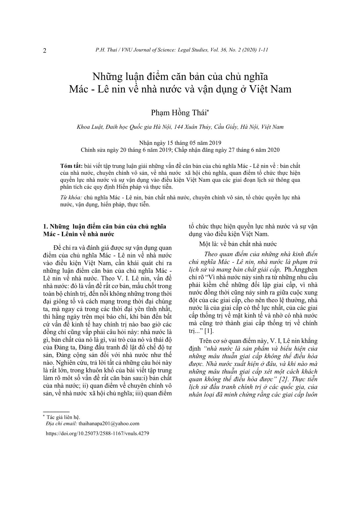 Những luận điểm căn bản của chủ nghĩa Mác-Lênin về nhà nước và vận dụng ở Việt Nam trang 2
