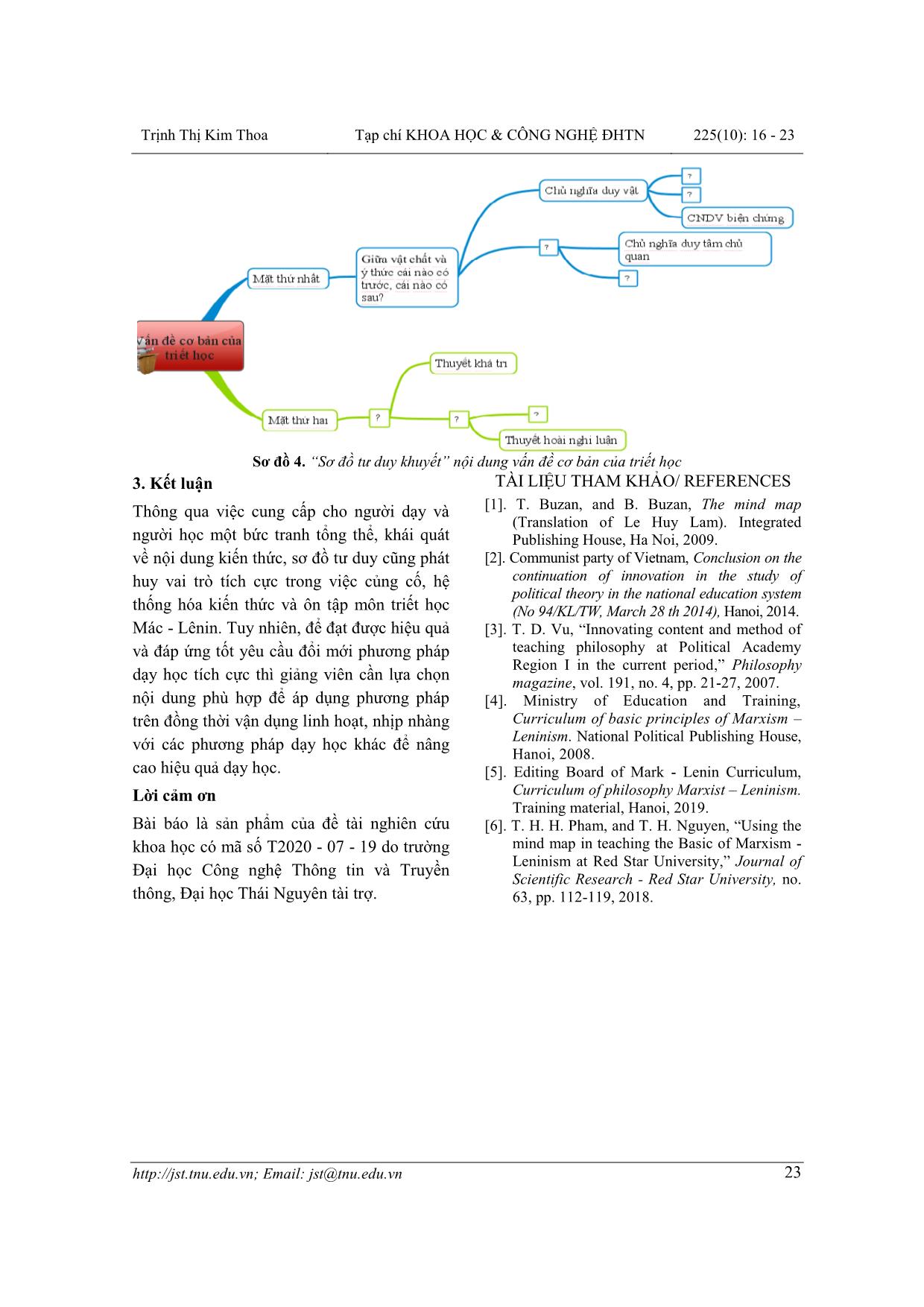 Sử dụng sơ đồ tư duy nhằm nâng cao chất lượng giảng dạy triết học Mác-Lênin cho sinh viên trang 8