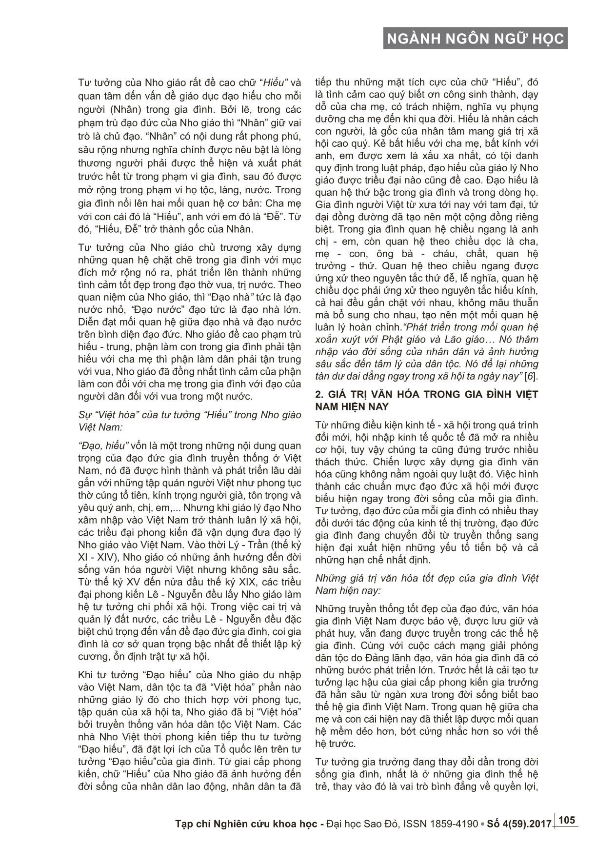 Tư tưởng “đạo, hiếu” trong Nho giáo và ảnh hưởng của nó tới quá trình xây dựng gia đình văn hóa mới ở Việt Nam hiện nay trang 3