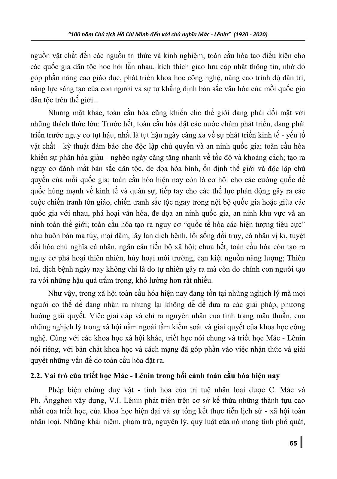 Vai trò của triết học Mác-Lênin trong bối cảnh toàn cầu hóa hiện nay trang 3