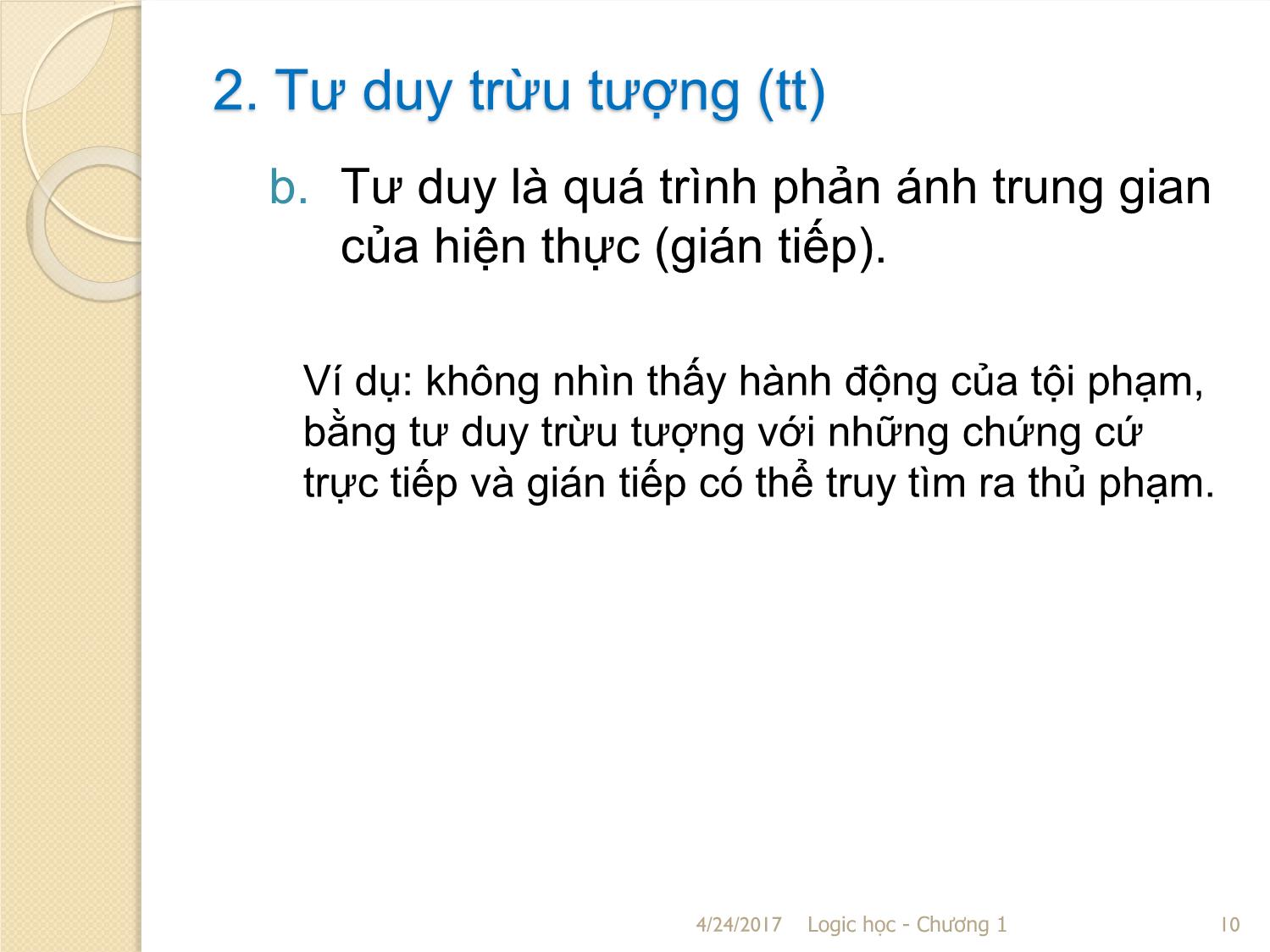 Bài giảng Logic học - Chương 1: Đại cương về Logic học trang 10