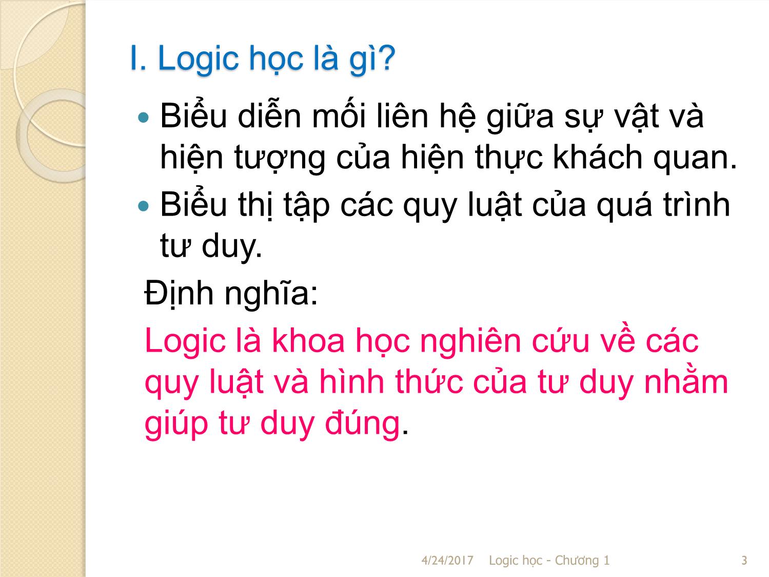 Bài giảng Logic học - Chương 1: Đại cương về Logic học trang 3