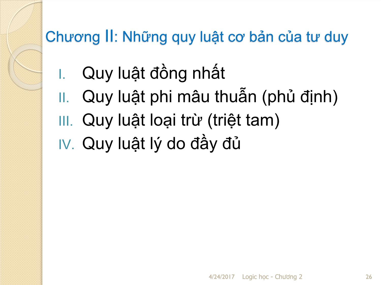 Bài giảng Logic học - Chương 2: Những quy luật cơ bản của tư duy trang 2