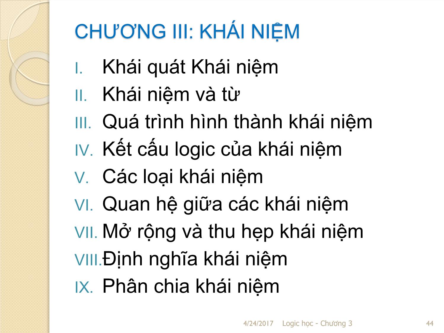 Bài giảng Logic học - Chương 3: Khái niệm trang 2