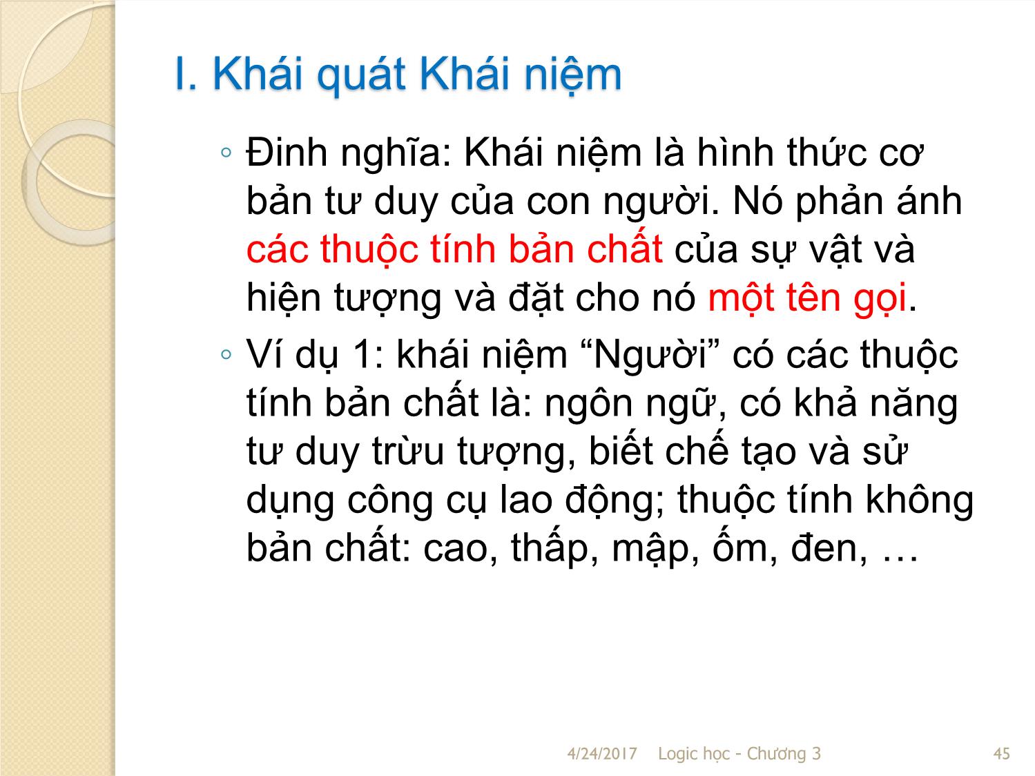 Bài giảng Logic học - Chương 3: Khái niệm trang 3