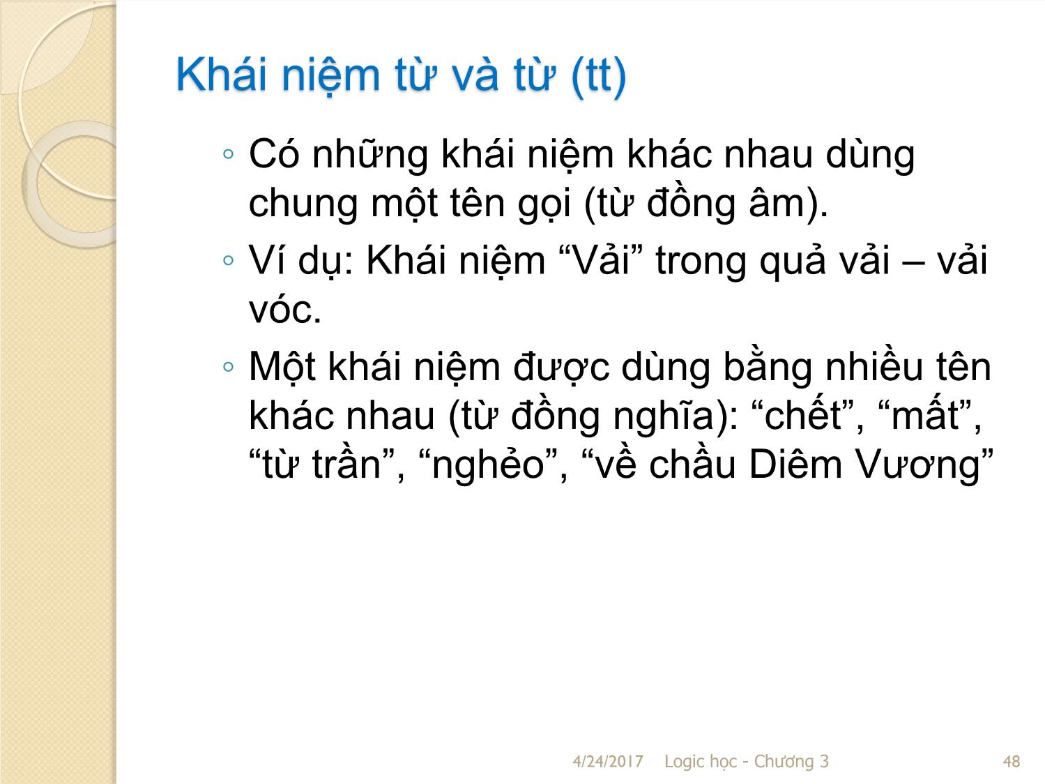 Bài giảng Logic học - Chương 3: Khái niệm trang 6