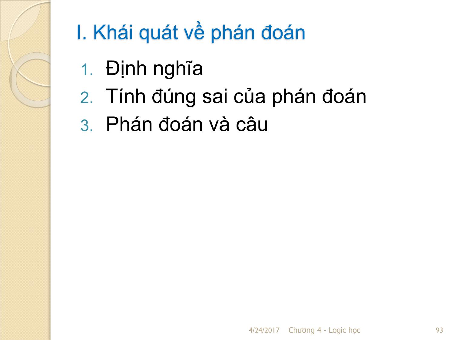 Bài giảng Logic học - Chương 4: Phán đoán (Mệnh đề) trang 3