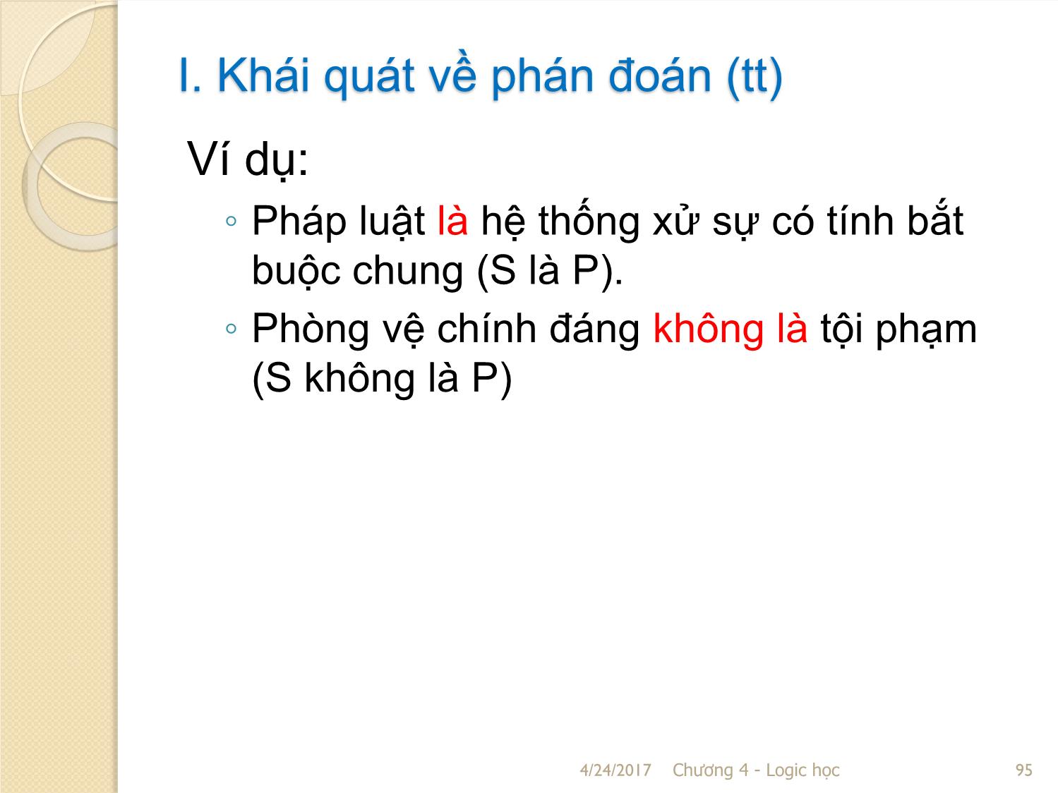 Bài giảng Logic học - Chương 4: Phán đoán (Mệnh đề) trang 5