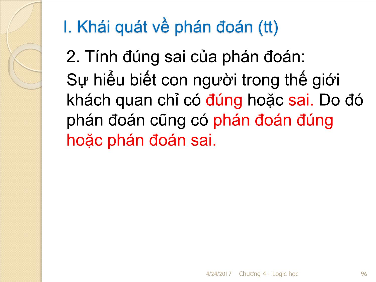 Bài giảng Logic học - Chương 4: Phán đoán (Mệnh đề) trang 6