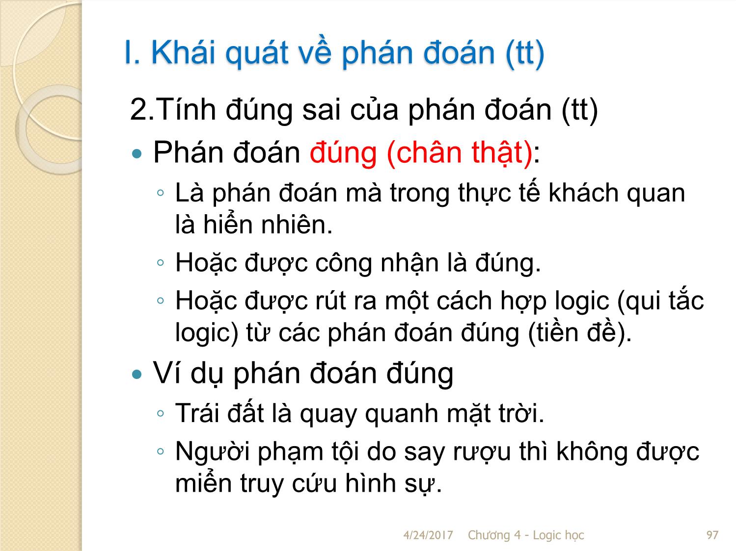 Bài giảng Logic học - Chương 4: Phán đoán (Mệnh đề) trang 7