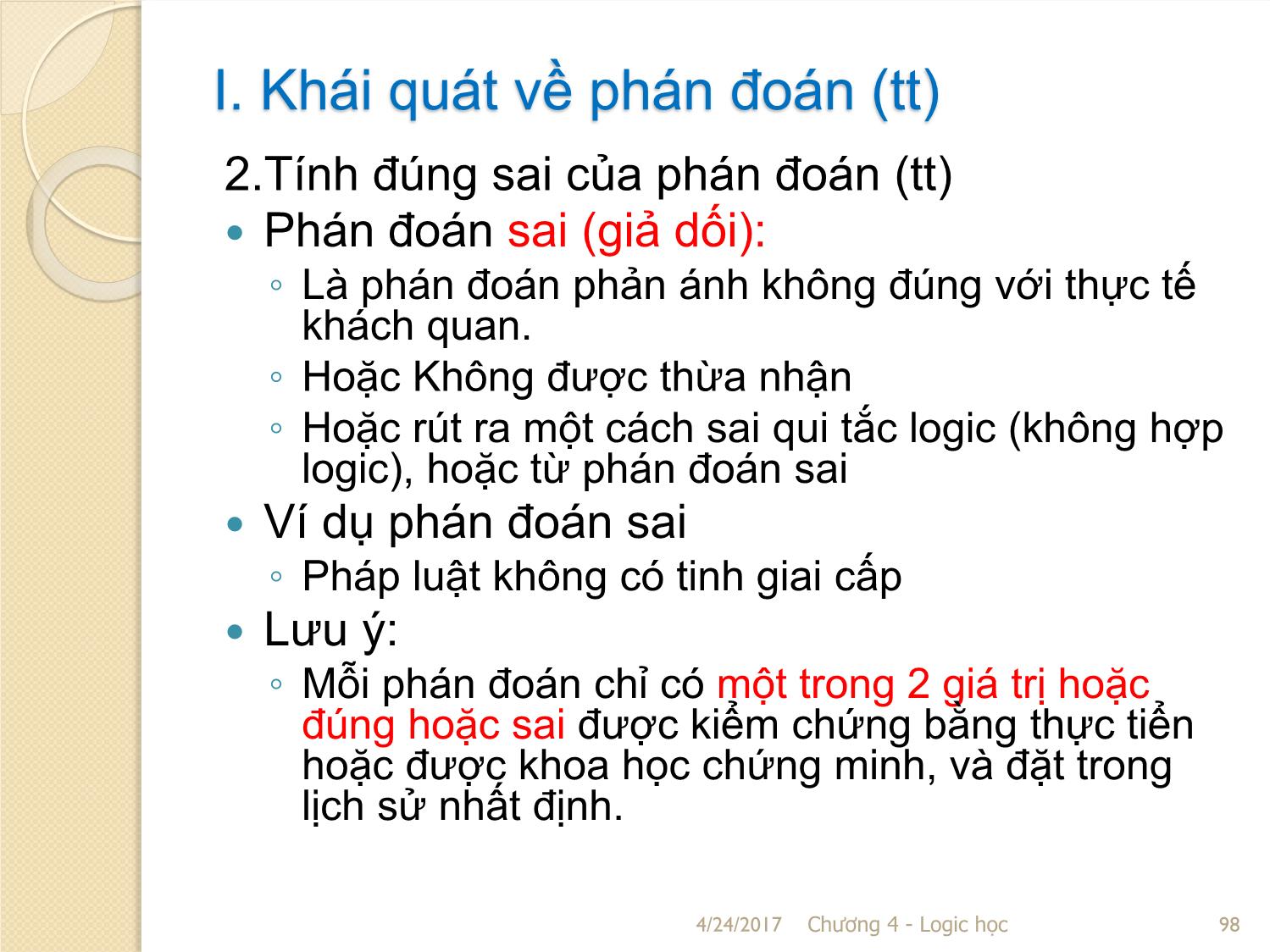 Bài giảng Logic học - Chương 4: Phán đoán (Mệnh đề) trang 8