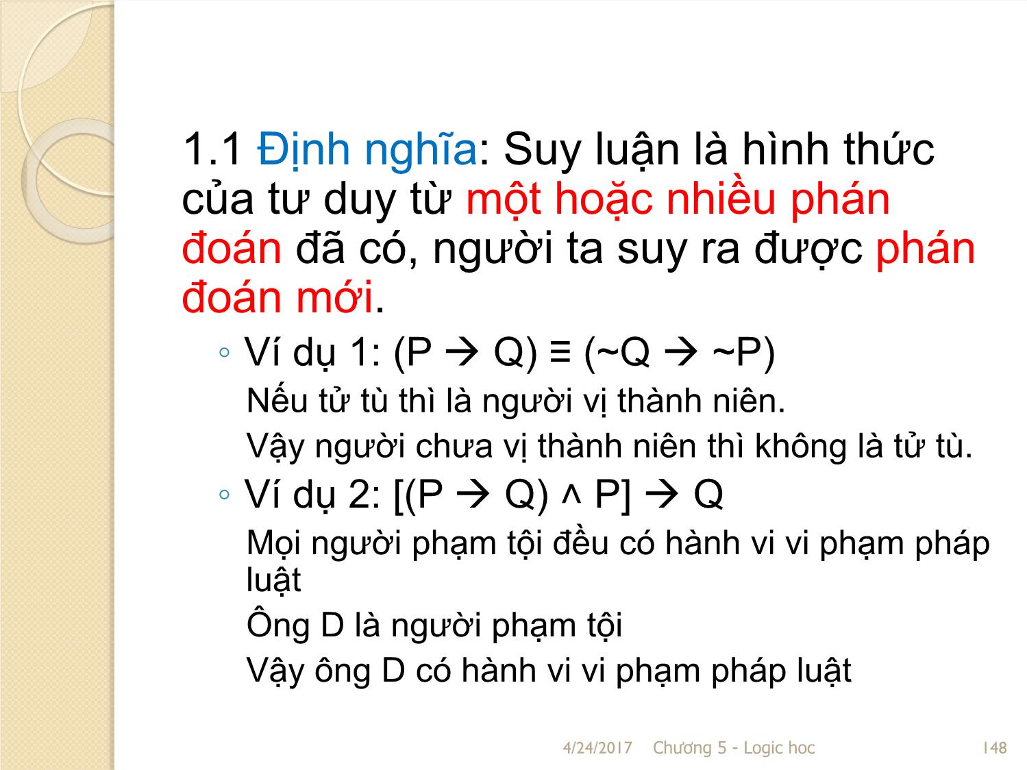 Bài giảng Logic học - Chương 5: Suy luận trang 4