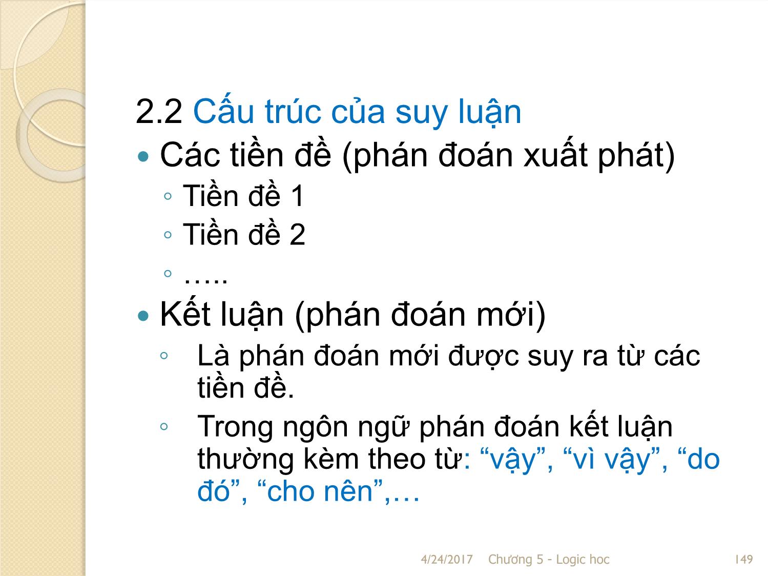 Bài giảng Logic học - Chương 5: Suy luận trang 5