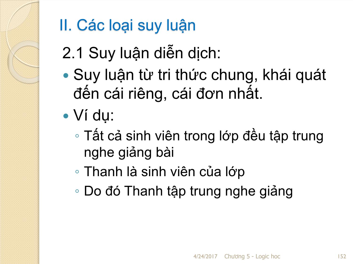 Bài giảng Logic học - Chương 5: Suy luận trang 8