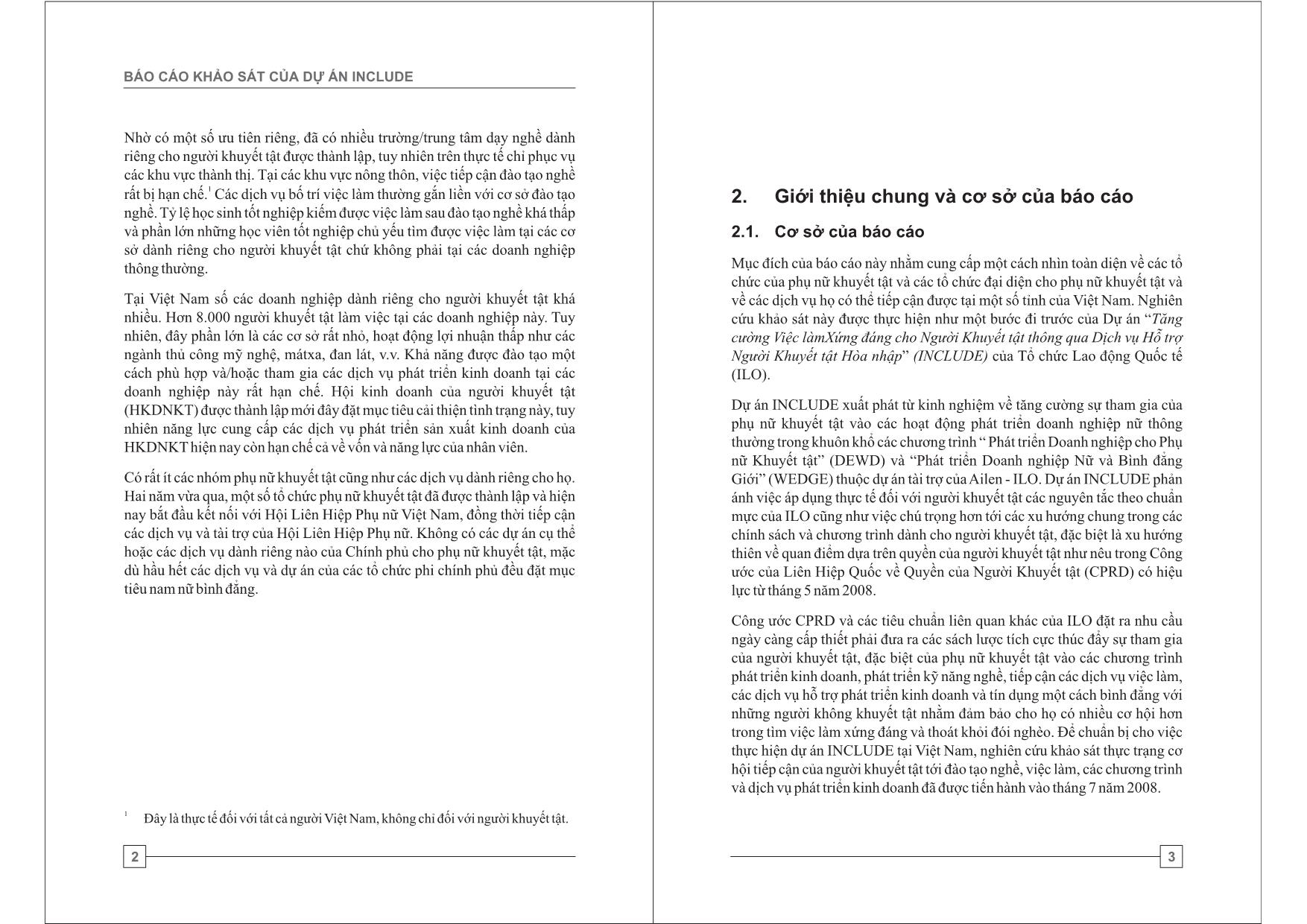 Báo cáo khảo sát về Đào tạo nghề và Việc làm cho người khuyết tật tại Việt Nam trang 6