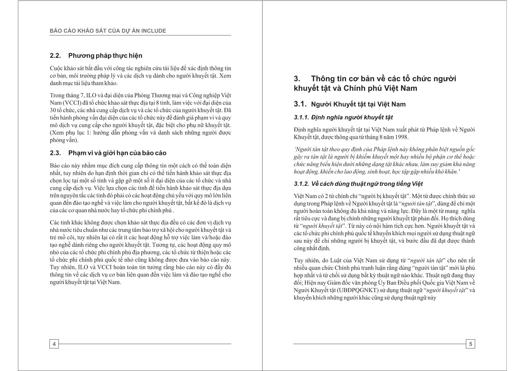 Báo cáo khảo sát về Đào tạo nghề và Việc làm cho người khuyết tật tại Việt Nam trang 7