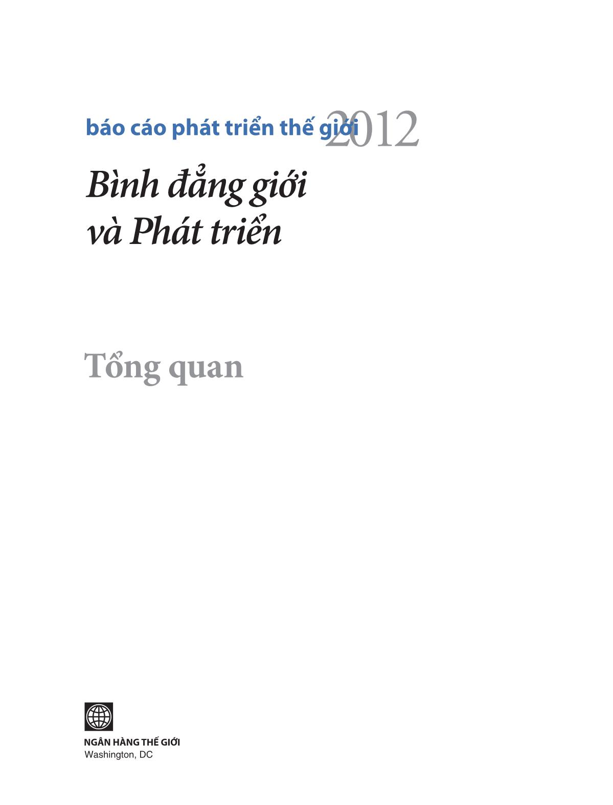 Báo cáo Phát triển thế giới 2012 - Tổng quan bình đẳng giới và phát triển trang 5